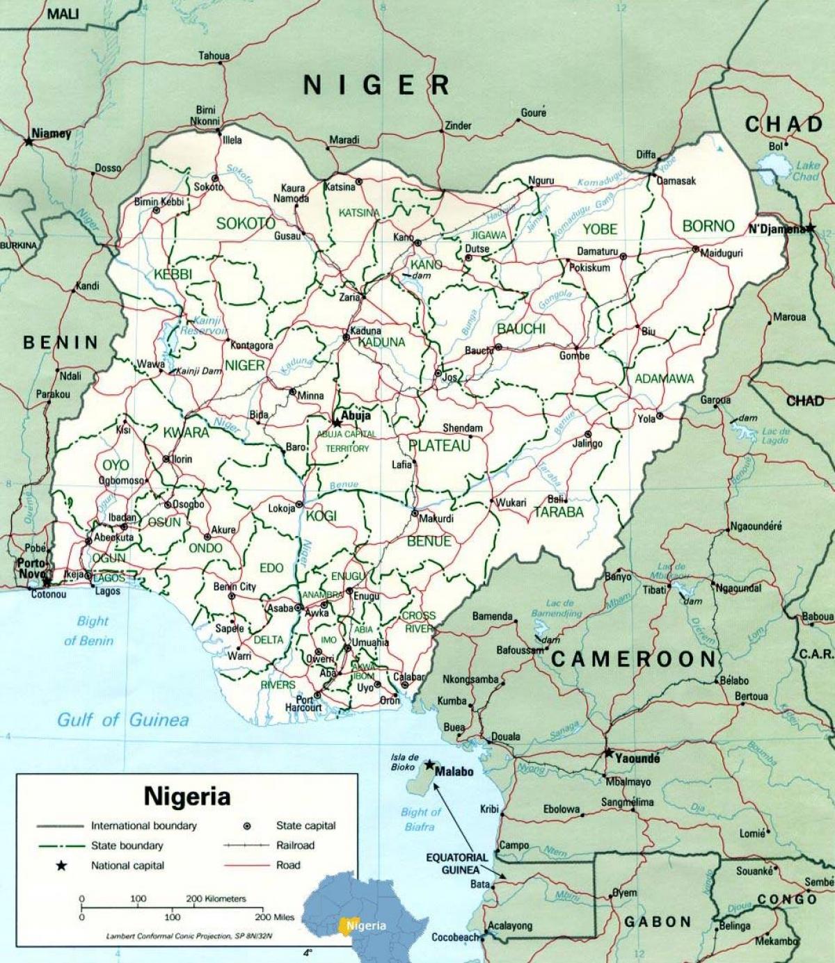 Нигерија Лагос на мапи Африке