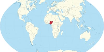 Карта света показује Нигерији