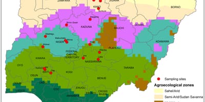 Карта Нигерији са назнаком дистрибуције жетве 