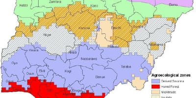 Карта Нигерији са назнаком еколошке зоне