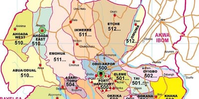 Карта државе Риверс у Нигерији
