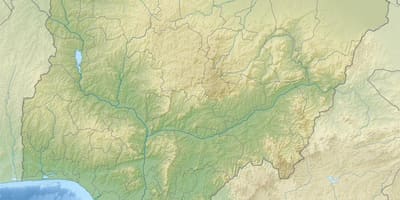 Карта Нигерији са назнаком рељефа